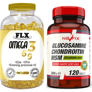 Flx Flx Omega 3-6-9 Balık Yağı 180 Softgel  Nevfix Glucosamine Chondroitin Msm 120 Tablet