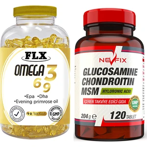 Flx Omega 3-6-9 Balık Yağı 90 Softgel  Nevfix Glucosamine Chondroitin Msm 120 Tablet