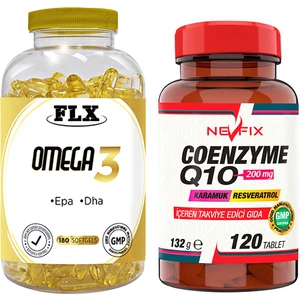 Flx Omega 3 Balık Yağı 180 Softgel  Nevfix Coenzyme Q10 Koenzim Resveratrol Q10 Karamuk 120 Tablet