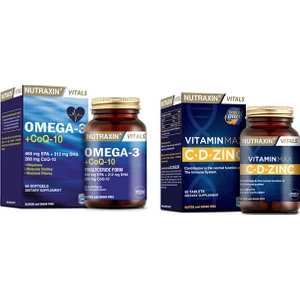 Koenzim Q10 Içeren Balık Yağı-Omega-3 +Coq-10 60 Yumuşak Kapsül +Vitamin Max (C ,d, Zinc) 60 Tablet
