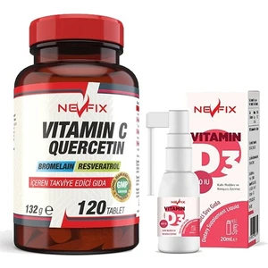 Vitamin C Quercetin Bromelain 120 Tablet + Nevfix Vitamin D3 Sıvı Sprey 20 ml