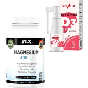 Flx  Magnesium Elementleri 90 Tablet  Nevfix Vitamin D3 400 Iu 20 ml