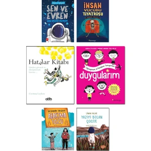 – Sen ve Evren + İnsan Vücudu Tiyatrosu + Hatalar Kitabı + Duygularım + Abartma Tozu + Yazıyı Bulan Çocuk / 6lı Çocuk Aktivite Hikaye Roman Kitapları