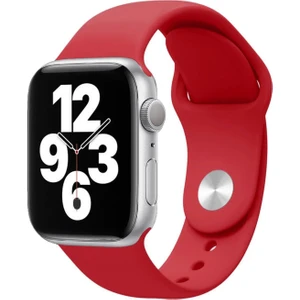 Apple Watch Series SE/10/9/8/7/6/5/4/3 Uyumlu 42mm-41mm-40mm-38mm M/L Silikon Kordon Koyu Kırmızı