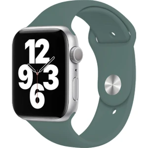 Apple Watch Series SE/10/9/8/7/6/5/4/3 Uyumlu 42mm-41mm-40mm-38mm M/L Silikon Kordon Haki Yeşili