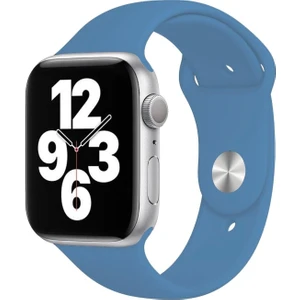 Apple Watch Series SE/10/9/8/7/6/5/4/3 Uyumlu 42mm-41mm-40mm-38mm M/L Silikon Kordon Loş Mavi