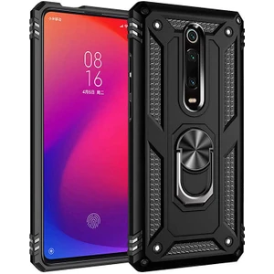Xiaomi Mi 9t Yüzüklü Standlı Vega Kılıf + Nano Ekran Koruyucu
