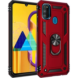 Samsung Galaxy M21 Yüzüklü Standlı Vega Kılıf + Nano Ekran Koruyucu