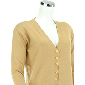 Kadın Kışlık Düğmeli Normal Kesim Likralı Kardelen Kumaş Kısa Hırka