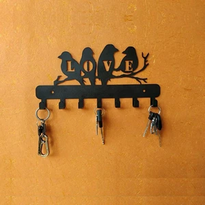 3Art Metal Anahtar Askılığı - Dekoratif Metal Anahtarlık - Kuşlu Askılık