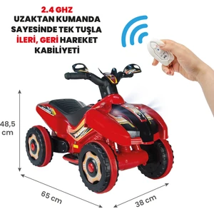 UJ Toys Ujtoys  Uzaktan Kumandalı Akülü Atv 6V Ranger-Kırmızı