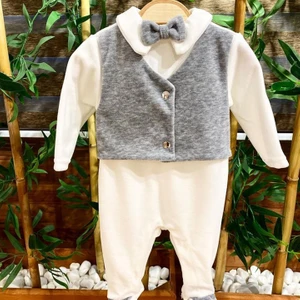 Papyonlu Kadife Bebek Tulum