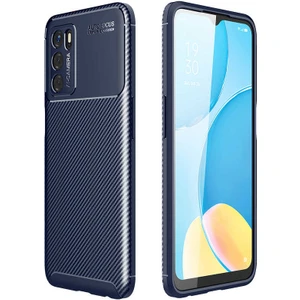 Case 4U Oppo A16 Kılıf Rugged Armor Karbon Desenli Lüx Negro Silikon Arka Kapak Lacivert