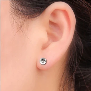 4mm Mıknatıslı Küpe Ince Beyaz Zirkon Taşlı 1 Çift Burun Kulak Dudak Hızma Manyetik Çelik