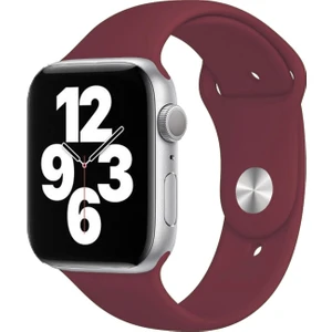 Apple Watch Series SE/11/10/9/8/7/6/5/4/3 Uyumlu 42mm-41mm-40mm-38mm M/L Silikon Kordon Mürdüm