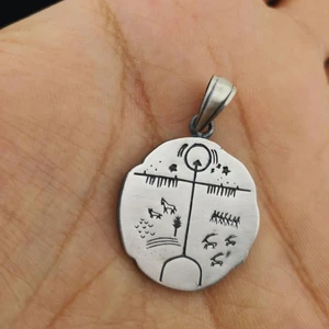 925 Ayar Gümüş  Sade Kam Davulu Erkek Kolye Ucu