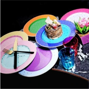 Bone China 6'lı  Puantiyeli Pasta Tabağı 21CM Fnc-28