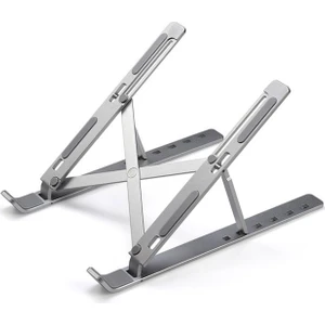 Tek Katlı Ayarlanabilir Notebook Laptop Alüminyum Stand- Gümüş