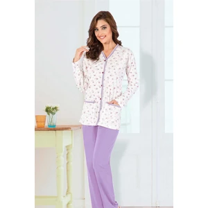 Çiçek Desenli Önden Düğmeli Anne Pijama Takımı