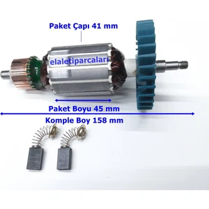 Makita Tipi Ga 5010 Endüvi Rotor Kollektör ve Kömürü