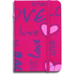 A6-14 Not Defteri A6 Çizgili Kalp Desenli Pembe