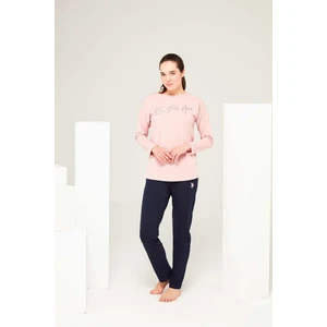 U.S. Polo Assn. Kadın Pembe Yuvarlak Yaka Pijama Takımı