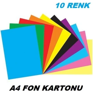 Renkli Fon Kartonu 10 Renk A4 Boyut 25X35 Hobi Elişi Kartonu