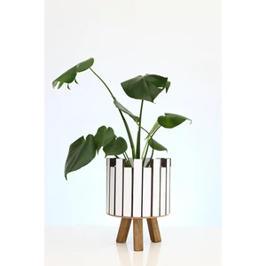 Hakan Mobilya Beyaz Ahşap Ayaklı Kale Model Saksı Orta Dekoratif Çiçeklik Salon Ofis Balkon Bahçe Aksesuarı