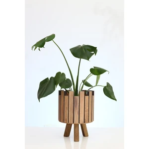 Hakan Mobilya Çam Rengi Ahşap Ayaklı Kale Model Saksı Orta Dekoratif Çiçeklik Salon Ofis Balkon Bahçe Aksesuarı