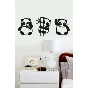 Numa Concept Panda 3lü Duvar Dekoru Siyah Ahşap Lazer Tablo-Yeni 10,14X11,49 cm
