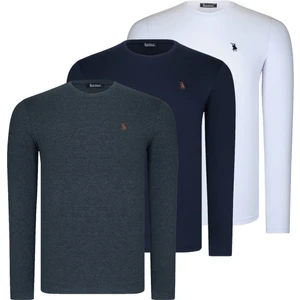 Üçlü Set T8588 Dewberry Yuvarlak Yaka Erkek -Lacivert-Antrasit-Beyaz