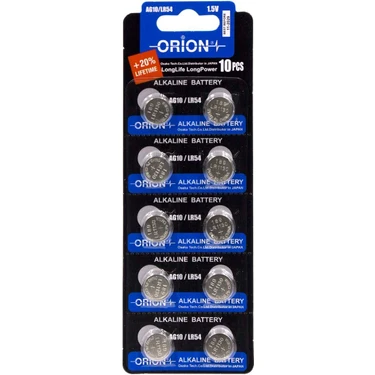 Orion AG10 LR54 189A LR1130 1.5V Alkalin Pil