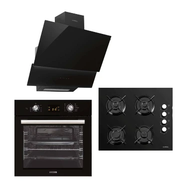 Luxell Opall Siyah Ankastre Set ( DA-835 Cam Davlumbaz - 40 Tahdf Ankastre Cam Ocak  - B66-SGF3