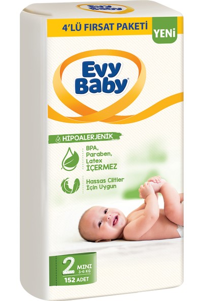 Evy Baby Bebek Bezi 2 Beden Mini 4'lü Fırsat Paketi 152 Adet (YENİ)