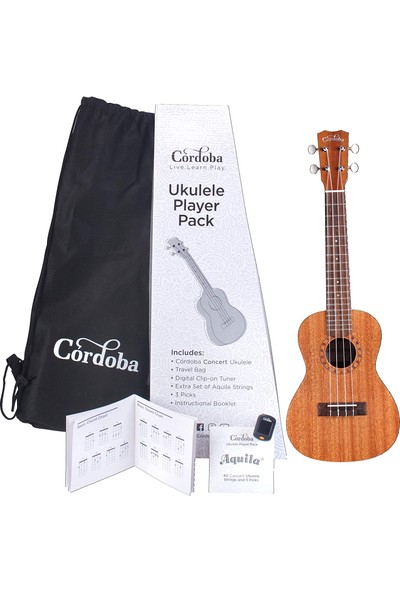 Cordoba Concert Ukulele Player Pack (Natural)