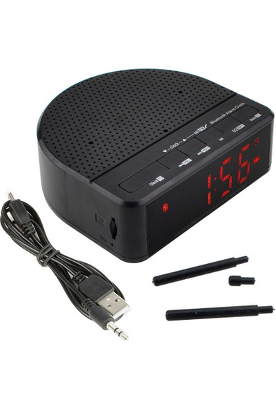 Ultratekno Bc-01 Alarmlı Masa Saati Fm Radyo Bluetooth Mp3 USB Tf Kart Destekli