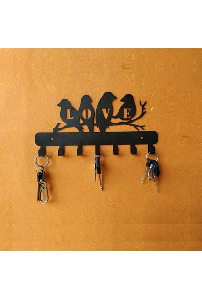 3Art Metal Anahtar Askılığı - Dekoratif Metal Anahtarlık - Kuşlu Askılık