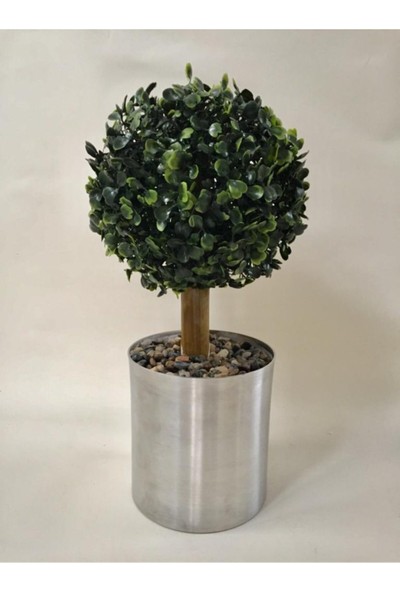 Cihan Çiçekçilik Yapay Çiçek Şimşir Top Metal Saksıda 35 cm