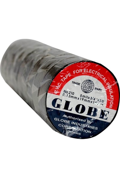Globe Globe Izole Bant Siyah 10LUK 0.13MMX19MM