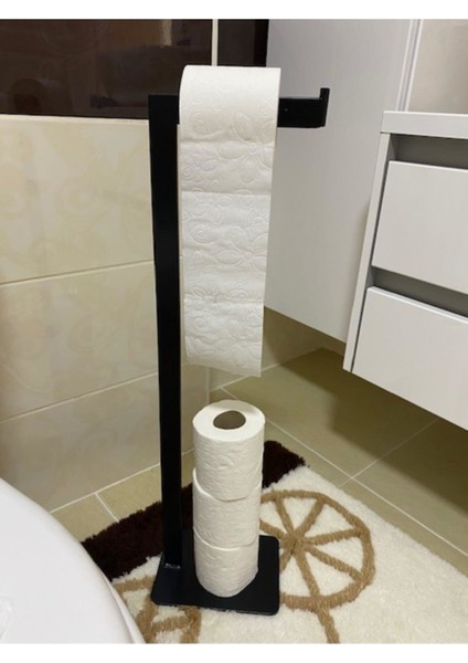 Devrilmez Siyah Özel Tasarım Tuvalet Kağıtlığı Biriktirmeli Kare Döküm Ayaklı Devrilmez Sallanmaz fırsatları