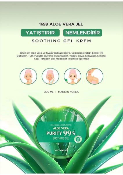 Saf Doğal Içerikler ile Yatıştırıcı ve Nemlendirci Aloe Vera Soothing Jel fiyatları