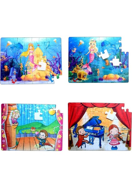 4 Set - 96 Parça Deniz Kızı ve Sahne 5+ Keçe Yapboz - 5 Yaş Puzzle T41 T19
