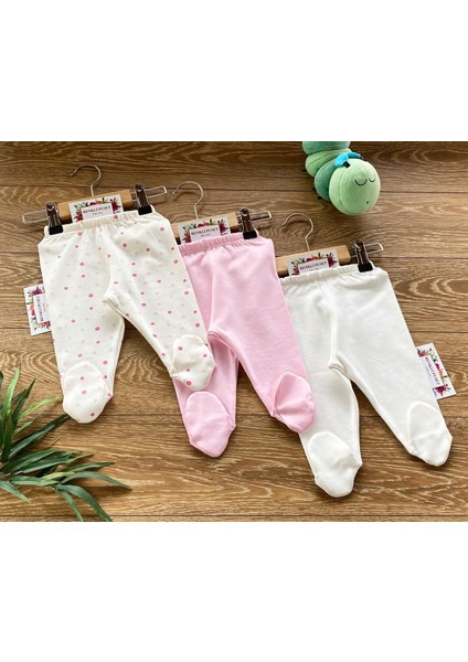 3'lü Penye Bebek Pijama Takım Puan Pembe Kahverengi