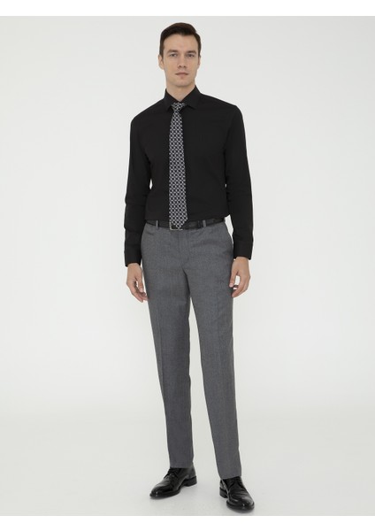 Siyah Slim Fit Basic Gömlek