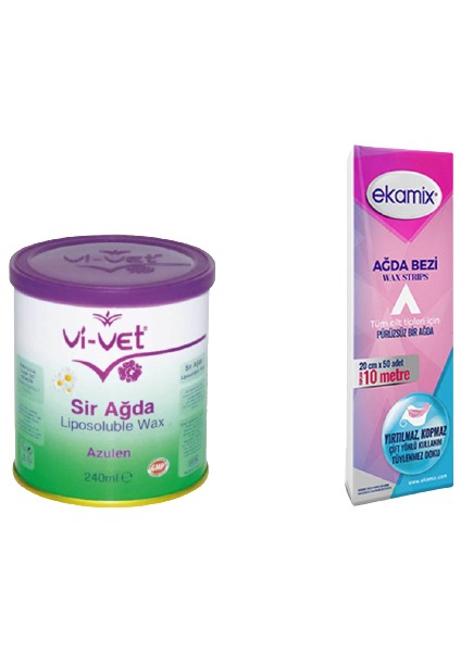 Azulen Sir Ağda 240 ml x 3 + Ekamix Ağda Bezi