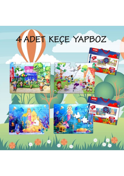 4 Set - 96 Parça Tox Oyun Parkı ve Deniz Kızı 5+ Keçe Yapboz - 5 Yaş Puzzle T40 T41