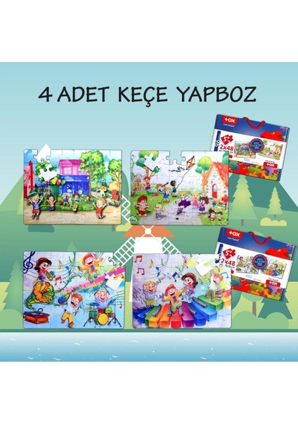 4 Set - 96 Parça Tox Oyun Parkı ve Müzik 5+ Keçe Yapboz - 5 Yaş Puzzle T16 T40