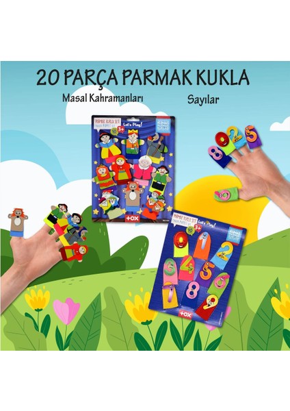 2 Set - 20 Parça Tox Masal Kahramanları ve Rakamlar Parmak Kukla T64 T225