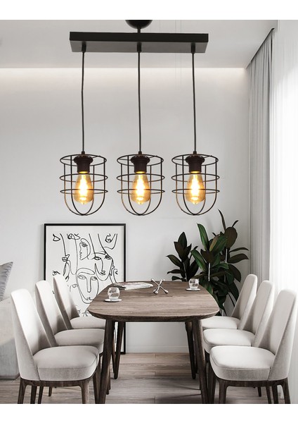 Lampy Sıralı 3 Mutfak Avize, Yemek Odası, Salon Avize