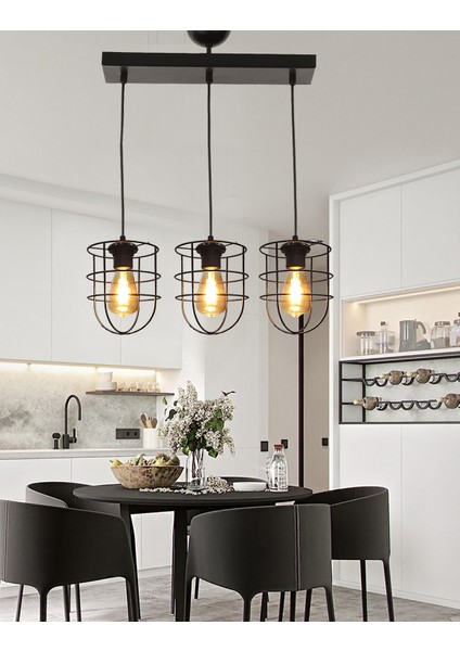 Lampy Sıralı 3 Mutfak Avize, Yemek Odası, Salon Avize